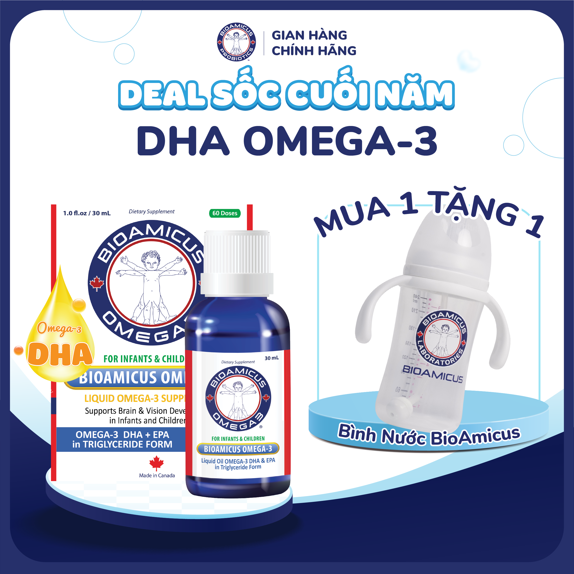 [DEAL SỐC] Mua 1 BioAmicus DHA Tặng 1 Bình Nước BioAmicus
