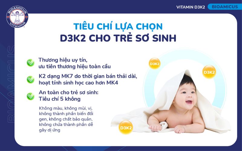 ti&ecirc;u ch&iacute; lựa chọn D3K2 cho trẻ sơ sinh