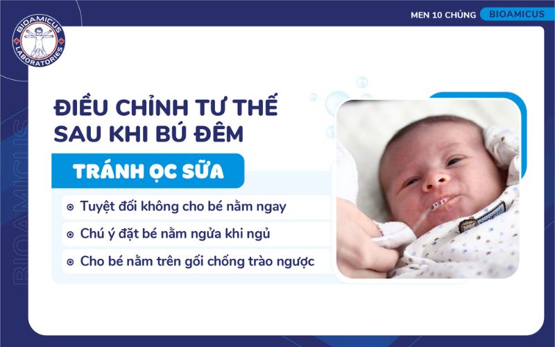 điều chỉnh tư thế bú tránh ọc sữa