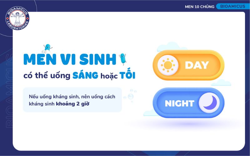 men vi sinh c&oacute; thể uống s&aacute;ng hoặc tối