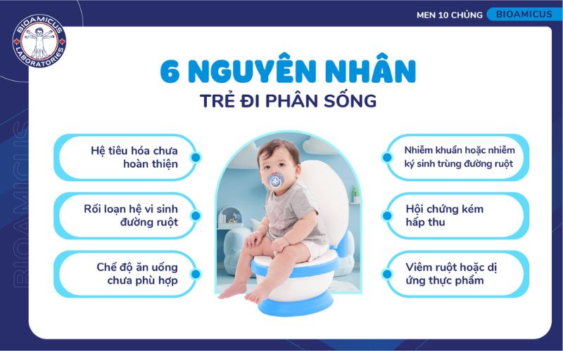 6 nguyên nhân trẻ đi ngoài phân sống