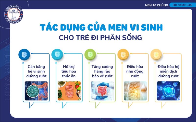 tác dụng của men vi sinh với trẻ đi ngoài phân sống