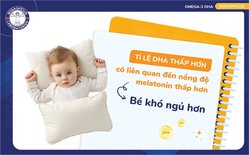 tỉ lệ DHA thấp hơn thường khiến trẻ kh&oacute; ngủ