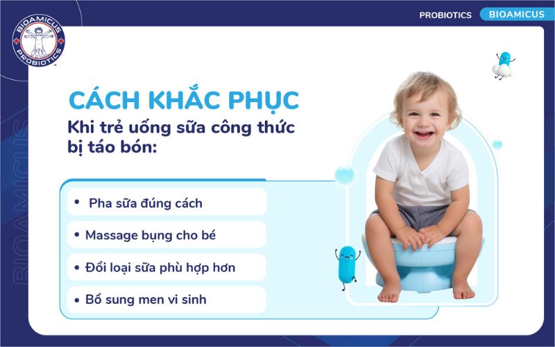 Cách khắc phục trẻ uống sữa công thức bị táo bón