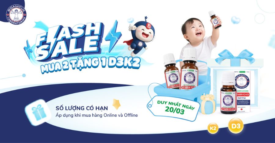 FLASH SALE SỐC: MUA 2 TẶNG 1 BIOAMICUS D3K2. SĂN NGAY MẸ ƠI!