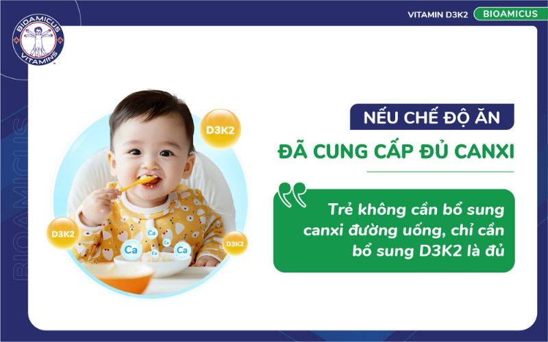 chỉ cần bổ sung d3k2 nếu chế độ ăn đủ canxi