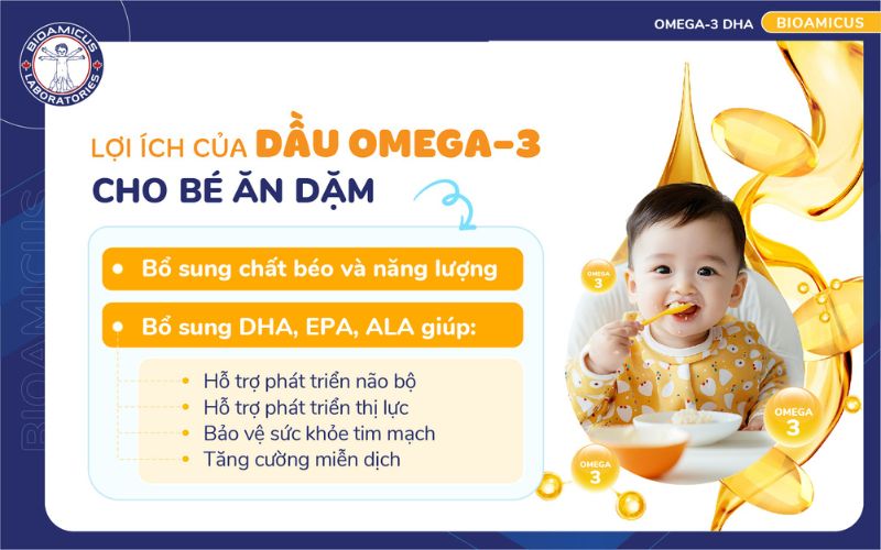 Lợi &iacute;ch của dầu omega-3 cho b&eacute; ăn dặm