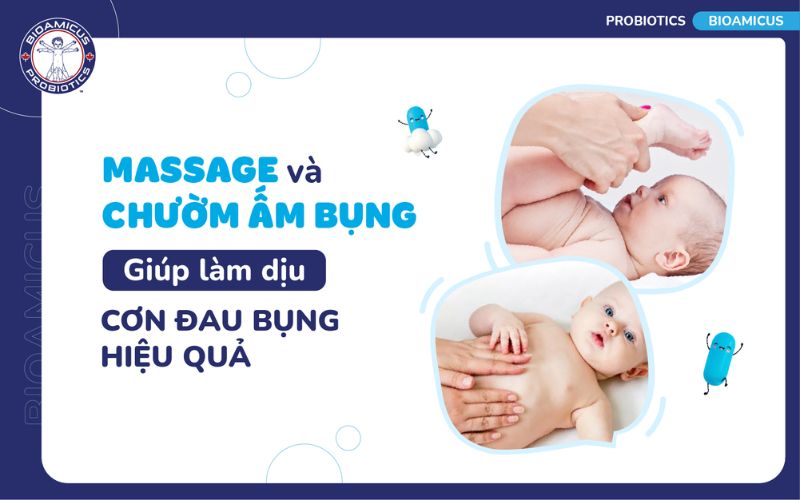 Massage v&agrave; chườm ấm bụng