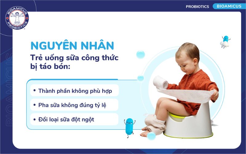 Nguyên nhân trẻ uống sữa công thức bị táo bón