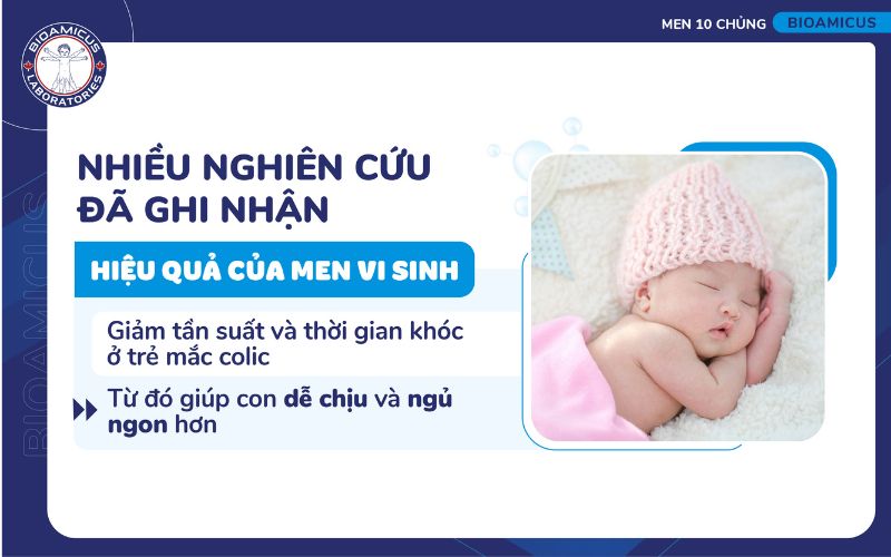 men vi sinh giảm tần suất v&agrave; thời gian kh&oacute;c dạ đề colic
