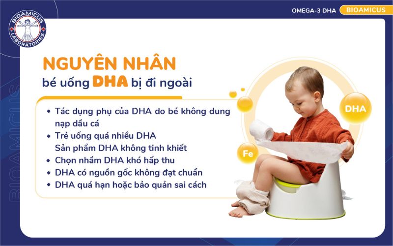 nguyên nhân bé uống DHA bị đi ngoài