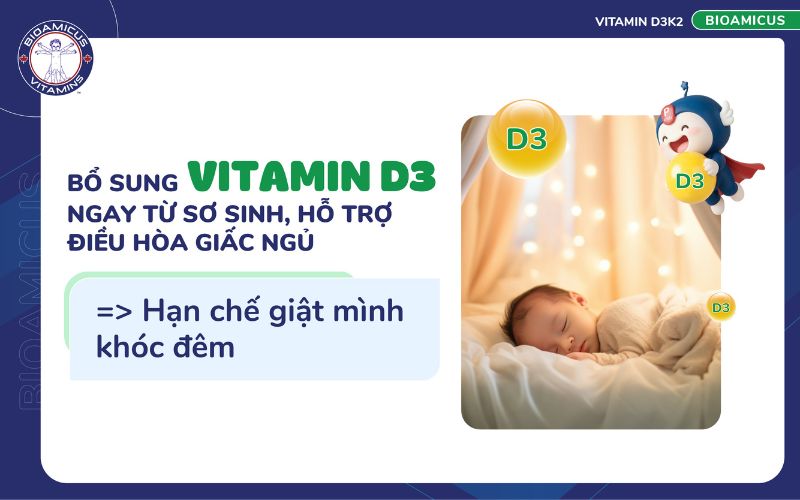 bổ sung D3 gi&uacute;p hạn chế giật m&igrave;nh kh&oacute;c đ&ecirc;m