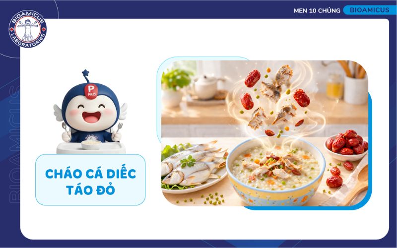 ch&aacute;o c&aacute; diếc t&aacute;o đỏ bổ dưỡng cho trẻ rối loạn ti&ecirc;u h&oacute;a