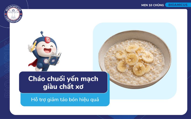 ch&aacute;o chuối yến mạch gi&agrave;u chất xơ cho trẻ t&aacute;o b&oacute;n