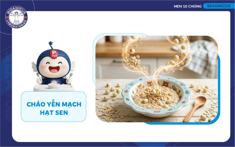 ch&aacute;o yến mạch hạt sen cho trẻ rối loạn ti&ecirc;u h&oacute;a