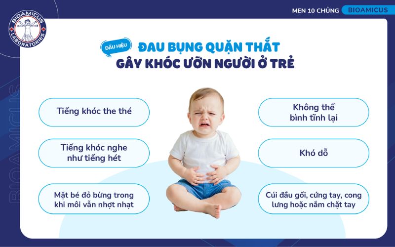 dấu hiệu đau bụng quặn thắt g&acirc;y kh&oacute;c ưỡn người ở trẻ