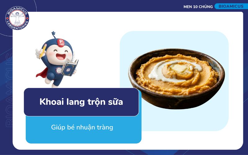 khoai lang trộn sữa cho trẻ bị t&aacute;o b&oacute;n