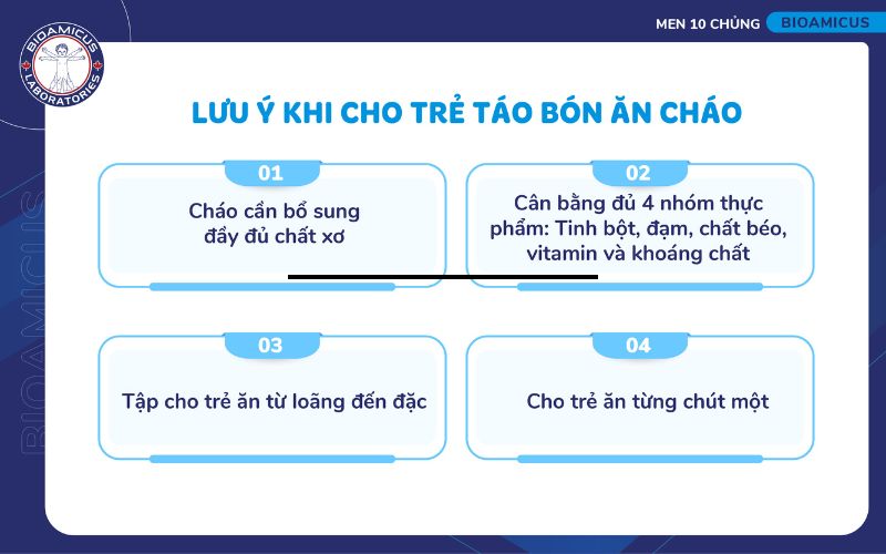 lưu &yacute; khi cho trẻ bị t&aacute;o b&oacute;n ăn ch&aacute;o