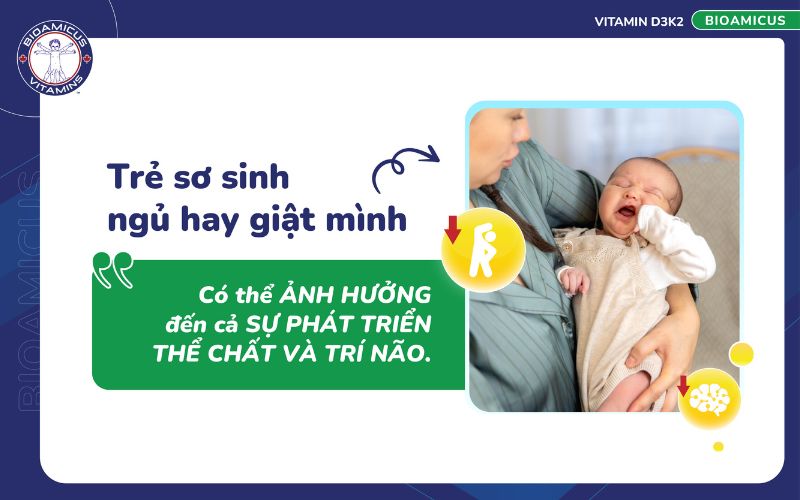 Trẻ sơ sinh ngủ hay giật m&igrave;nh nguy hiểm