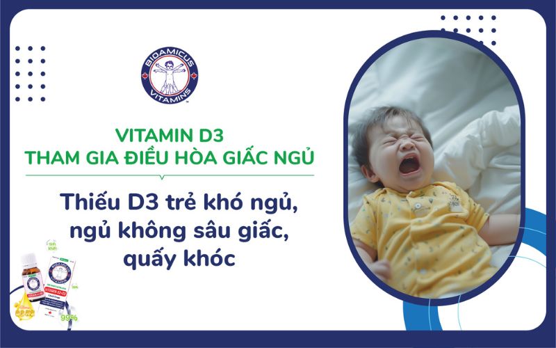 thiếu d3 trẻ kh&oacute; ngủ, ngủ kh&ocirc;ng s&acirc;u giấc