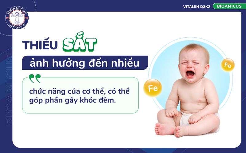 Trẻ kh&oacute;c đ&ecirc;m do thiếu sắt