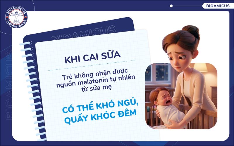 trẻ kh&ocirc;ng nhận được melatonin từ sữa mẹ dễ quấy kh&oacute;c