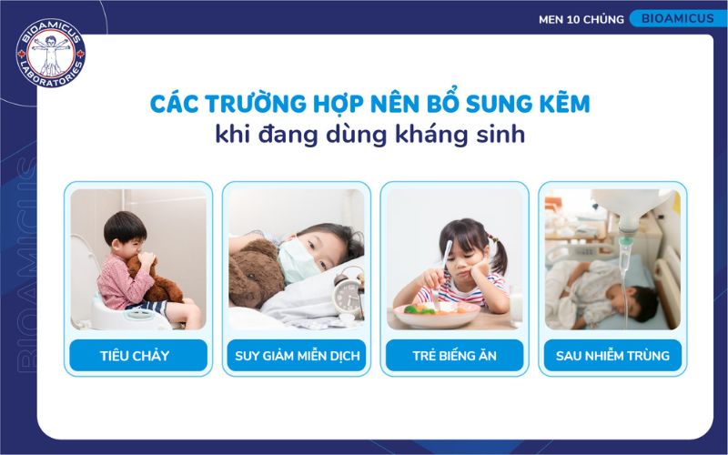 các trường hợp nên bổ sung kẽm khi đang dùng kháng sinh