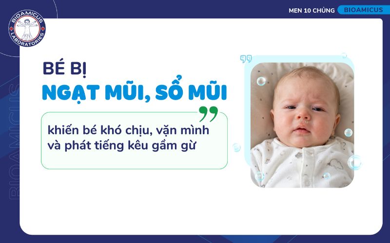 bé bị ngạt mũi khó chịu phát ra tiếng kêu gầm gừ