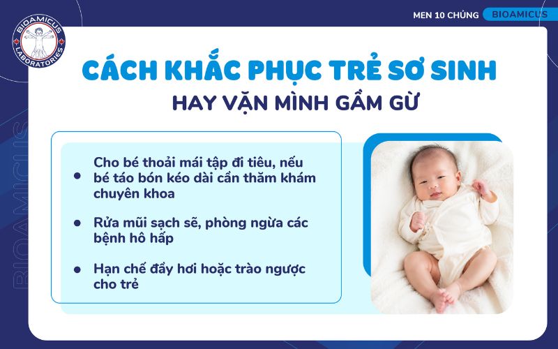 cách khắc phục trẻ sơ sinh hay vặn mình gầm gừ