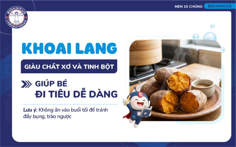 khoai lang gi&agrave;u chất xơ gi&uacute;p b&eacute; đi ti&ecirc;u dễ d&agrave;ng