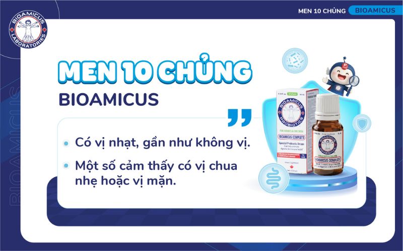 phần lớn men 10 chủng BioAmicus c&oacute; vị nhạt