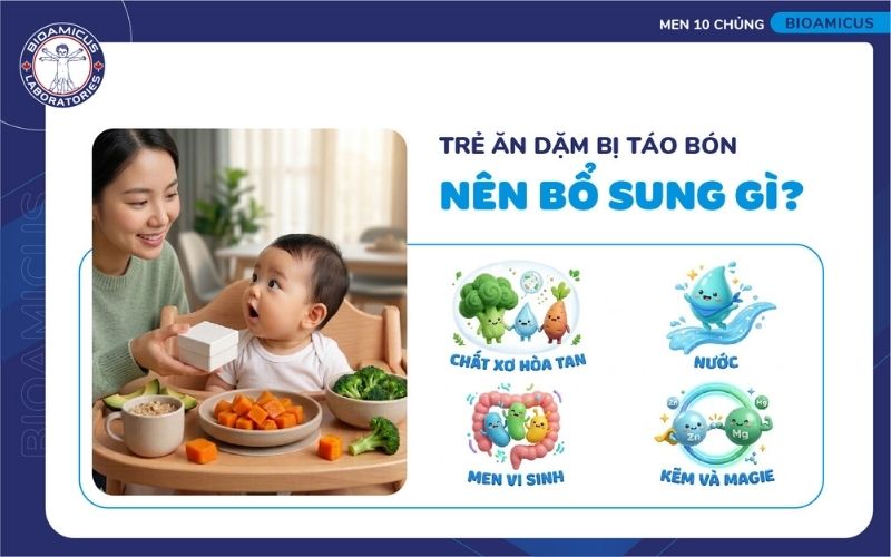 Trẻ ăn dặm t&aacute;o b&oacute;n cần bổ sung g&igrave;?