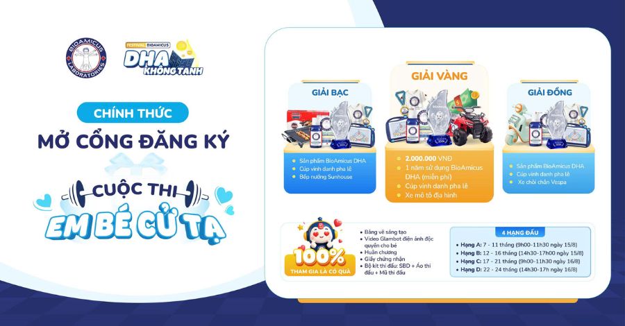 Mở cổng đăng ký giải đấu "Em bé cử tạ" BioAmicus 2026 tại Aeon Mall Tân Phú Celadon