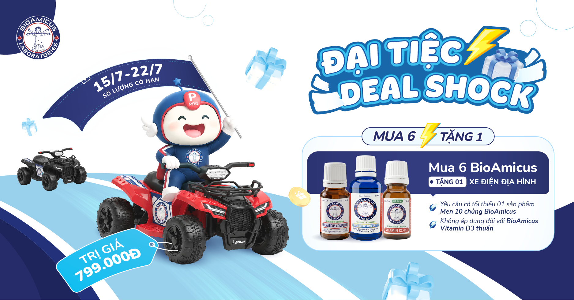 Deal Sốc BioAmicus tháng 7:  MUA 6 TẶNG 1 xe điện địa hình trị giá 799k