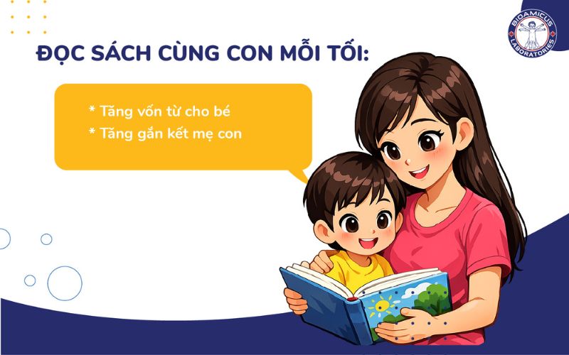 đọc s&aacute;ch c&ugrave;ng con mỗi tối gi&uacute;p trẻ nhanh biết n&oacute;i