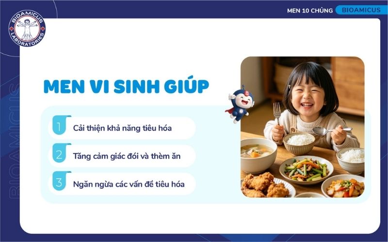 Men vi sinh c&oacute; thể hỗ trợ cải thiện biếng ăn