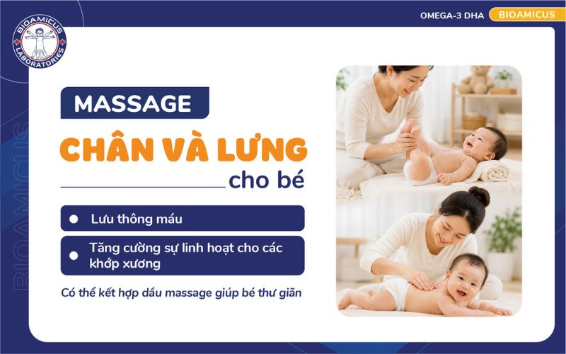 massage ch&acirc;n v&agrave; lưng cho b&eacute; nhanh biết đi