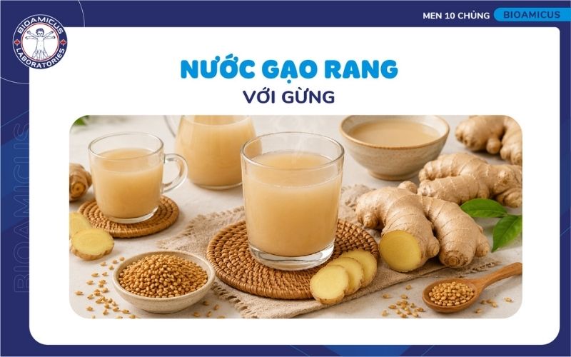 Nước gạo rang gừng trị ti&ecirc;u chảy cho b&eacute;