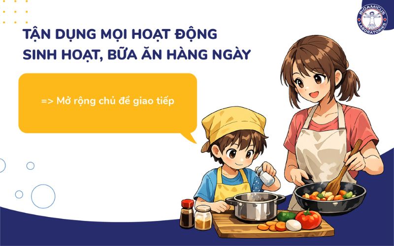 tận dụng mọi hoạt động sinh hoạt h&agrave;ng ng&agrave;y để dạy n&oacute;i