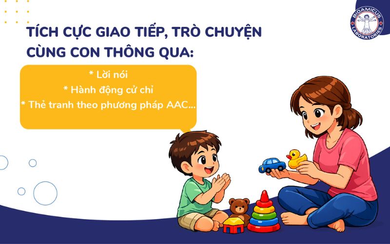 t&iacute;ch cực giao tiếp tr&ograve; chuyện c&ugrave;ng trẻ