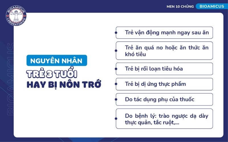 Nguy&ecirc;n nh&acirc;n trẻ 3 tuổi hay bị n&ocirc;n trớ