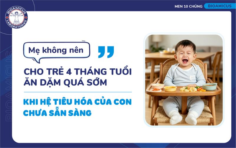Không nên cho trẻ 4 tháng ăn dặm sớm