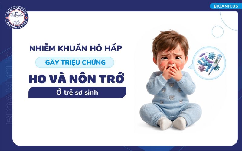 Nhiễm khuẩn h&ocirc; hấp c&oacute; thể l&agrave; nguy&ecirc;n nhi&ecirc;n khiến trẻ sơ sinh bị ho v&agrave; n&ocirc;n trớ
