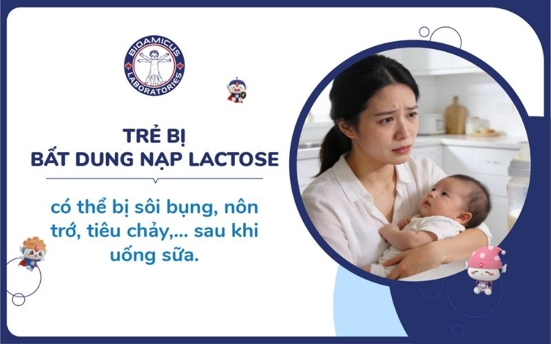 Em b&eacute; bị s&ocirc;i bụng v&agrave; ọc sữa do bất dung nạp lactose