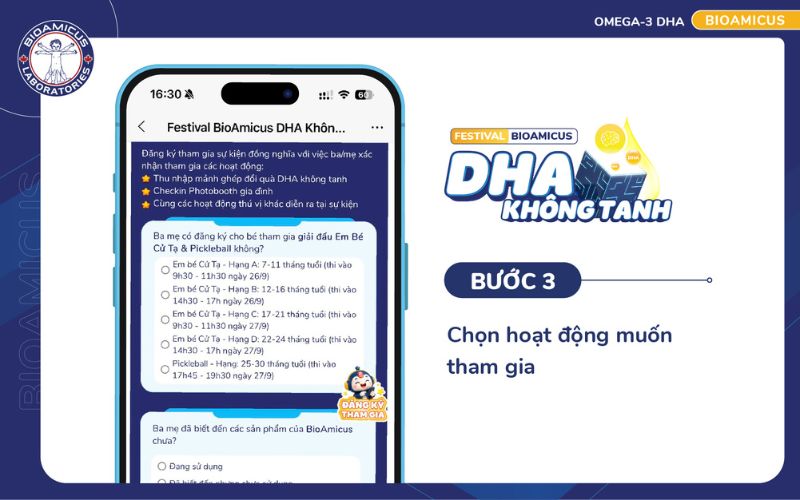 Ba mẹ h&atilde;y chọn hoạt động muốn cho con tham gia tương ứng với độ tuổi ph&ugrave; hợp 