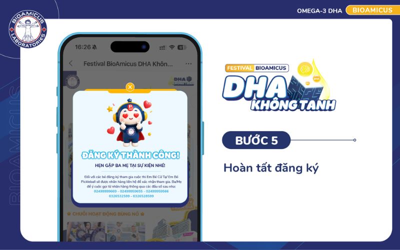 Ho&agrave;n tất đăng k&yacute; v&agrave; chờ BTC li&ecirc;n hệ x&aacute;c nhận suất tham gia sự kiện 