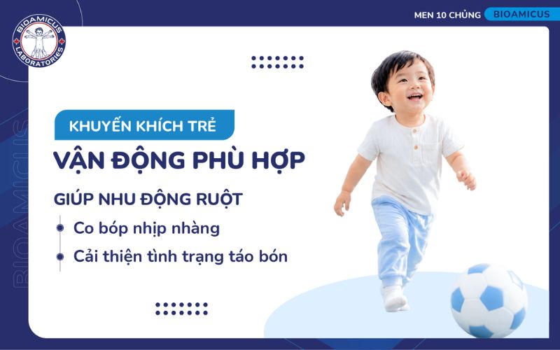 Ba mẹ n&ecirc;n khuyến kh&iacute;ch trẻ vận động ph&ugrave; hợp để cải thiện t&igrave;nh trạng t&aacute;o b&oacute;n rặn kh&ocirc;ng ra&nbsp;