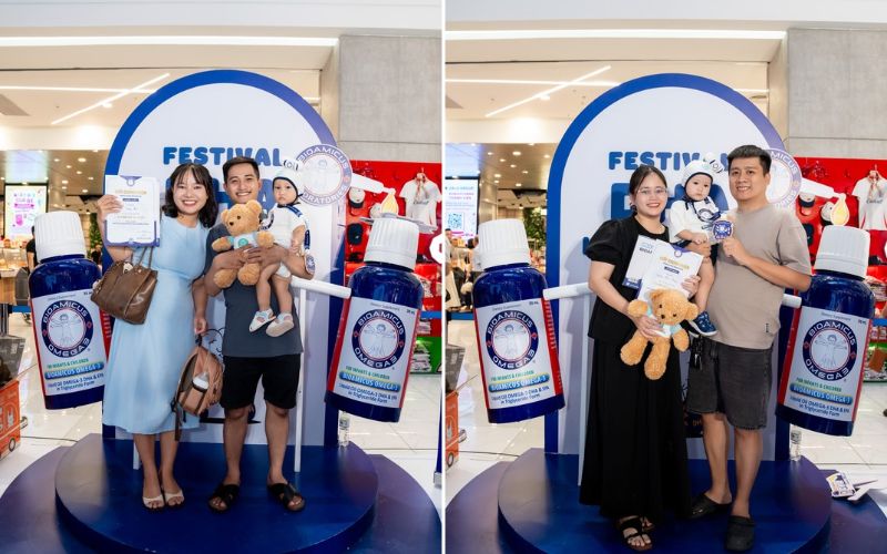 Ba mẹ v&agrave; b&eacute; c&ugrave;ng check-in với m&ocirc; h&igrave;nh DHA cử tạ khổng lồ 