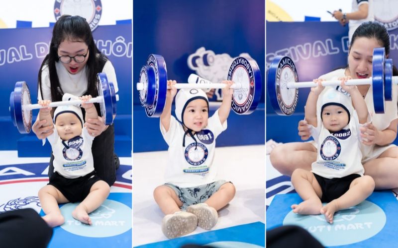 Biểu cảm đ&aacute;ng y&ecirc;u của c&aacute;c b&eacute; khi tham gia tranh t&agrave;i Giải đấu cử tạ với sự đồng h&agrave;nh của ba mẹ 