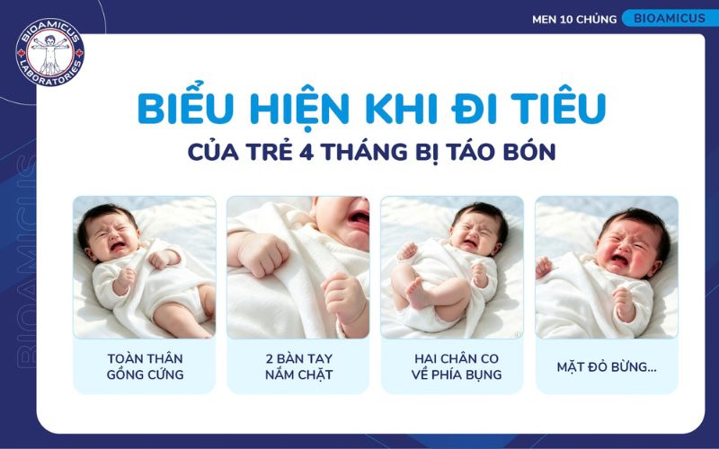 Biểu hiện khi đi ti&ecirc;u ở trẻ 4 th&aacute;ng tuổi bị t&aacute;o b&oacute;n 